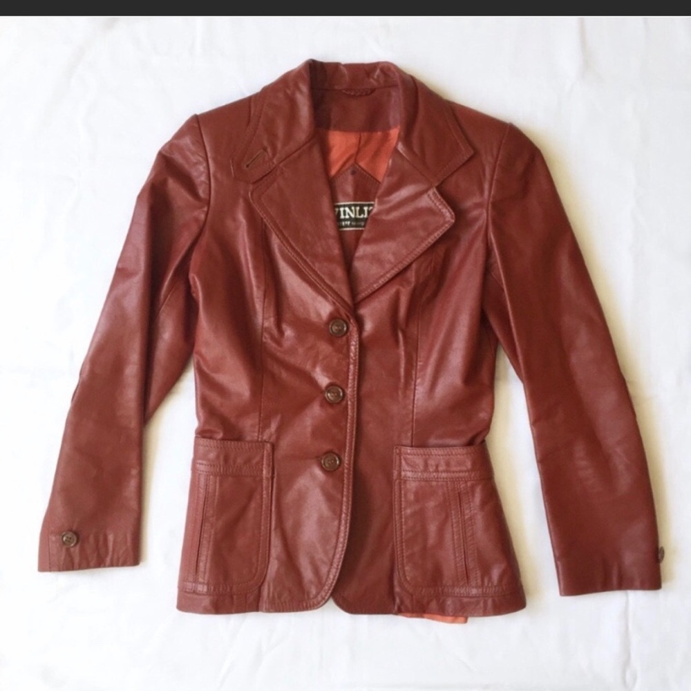 Vintage Winlet Leather Collared Blazer